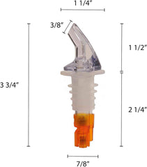 TrueCraftware- 1/2 oz Measured Liquor Pourer with Orange Tail & No Collar Acrylonitrile Set of 12- Cocktail Shot Dispenser Liquor Bottle Pourers Alcohol Liquor Pourers Bar Bartender Accessories