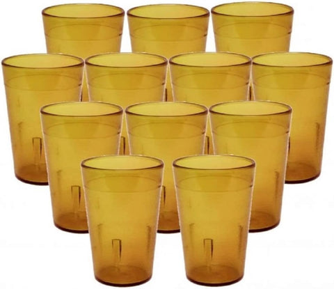 Pebbled Tumbler/Drinking Cups 5 - Set of 12 Ounce Amber - Reusable Premium Water Iced Tea Glasses Stackable Drinking Glasses Dishwasher Safe Break-Resistant for Home and Restaurants TrueCraftware