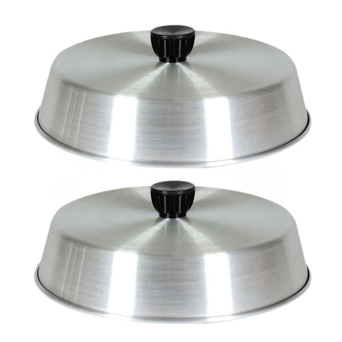 Aluminum Grill Basting Covers– Set of 2 with Black Plastic Knob, Perfect for Melting Cheese & Steaming on Flat Top Grills