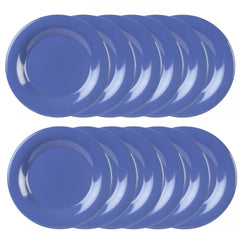 Set of 12 Melamine Round/Oval-shaped Dinner Plates – Wide Rim, Multi-Color, Dishwasher Safe, Reusable Dinnerware for Kitchen & Appetizers