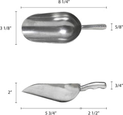 Round Bottom Utility Scoop Aluminum Set of 2 – 12 oz Ice, Flour, and Food Scoops for Bar, Restaurant & Parties