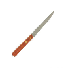 TrueCraftware ? Set of 12 ? 4-1/2" Pointed Tip Steak Knife, Stainless Steel with Wooden Handle, 8-3/8" Overall Length x 1/2" Overall Width