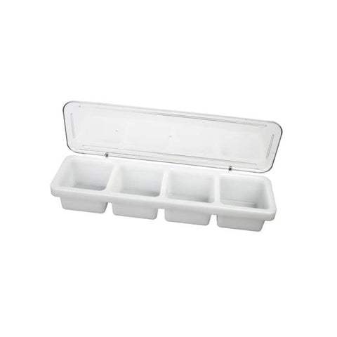 TrueCraftware ? Commercial Grade 4 Compartment Bar Caddie with Clear Cover, Polyethylene Body with Acrylonitrile Cover, 18