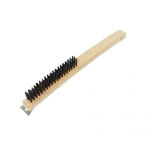 TrueCraftware ? 14- inch Heavy Duty Wire Brush with Scraper, Black Metal Wire Brush with Wooden Handle