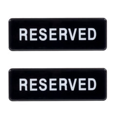 TrueCraftware ? Set of 2- Reserved Sign 9" x 3" with Easy Peel Self-Adhesive White on Black Color- Signs for Office Business Kitchen Restroom Waterproof Long-Lasting Self Adhesive for Indoor/Outdoor