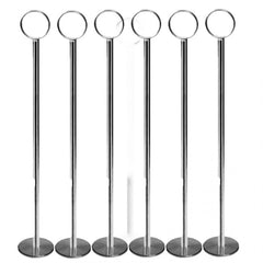 TrueCraftware ? Set of 6- Chrome Table Card Holder 8?, Chrome Plate Iron, 2-1/4" Diameter Base with 6-1/2" Pole Length and 1-1/4" Diameter Ring