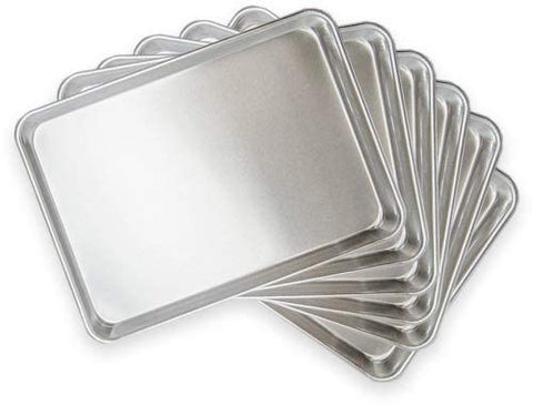 Set of 6 - TrueCraftware 18 Gauge Aluminium Commercial Baker's 1/4 Quarter Size Sheets/Baking Trays/Pan / 9 x 13