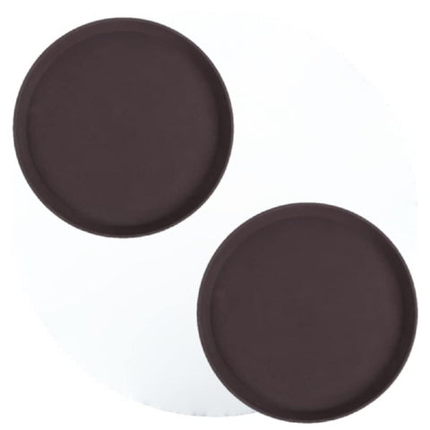 TrueCraftware ? 14-inch Round Rubber Lined Non-Slip Tray, Plastic Brown Color- Serving Tray Serving Coffee Appetizer Breakfast Perfect for Kitchen Caf? Hotel and Restaurants