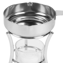 TrueCraftware ? Commercial Grade Butter Warmer 3 Piece Set, Stainless Steel Warmer Pan with chrome Iron Plated wire stand and glass holder, Warmer Pan