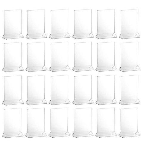 Set of 24 - TrueCraftware Clear Acrylic Menu Sign Photo Table Holders - Upright Table Desk Displays - 4 x 6 Inches