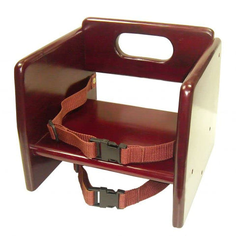 TrueCraftware ? Children Booster Seat, Mahogany Wood Finished, Rubber Wood with Harness Straps, Seat Back Support Maximum 17