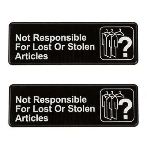 TrueCraftware ? Set of 2- Not Responsible for Lost or Stolen Articles Sign 9