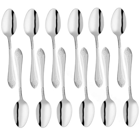 TrueCraftware ? Set of 12 - Stainless Steel Elizabeth European Size Table Spoon - Dishwasher Safe Stainless Steel Flatware Cutlery Kitchen Tableware Set for Home and Restaurant