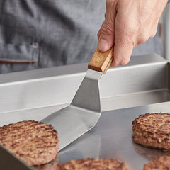 TrueCraftware ? 3 x 5- inch Commercial Grade Hamburger Turner, Stainless Steel with Wooden Handle