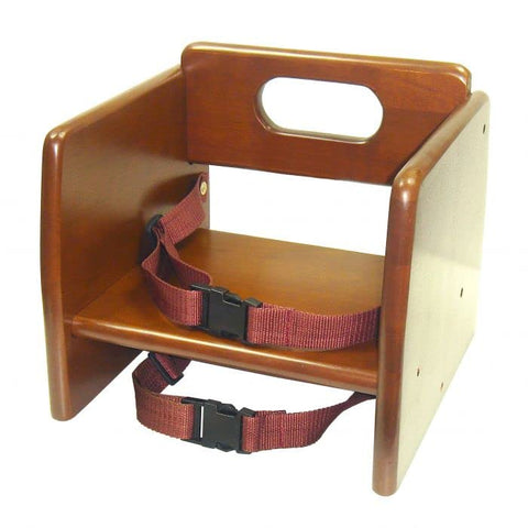 TrueCraftware ? Children Booster Seat, Walnut Wood Finished, Rubber Wood with Harness Straps, Seat Back Support Maximum 17