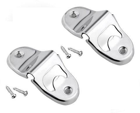 TrueCraftware ? Set of 2- Heavy-Duty Wall Mount Bottle Opener, Classic Beer Opener, Stainless Steel, Convenient Compact Size