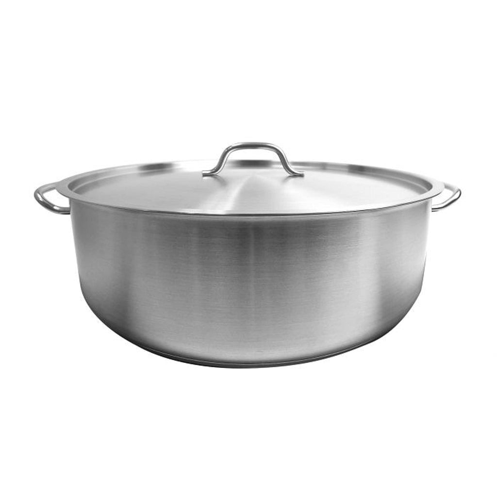 TrueCraftware ? 30 Qt. Stainless Steel Braiser Pot with Encapsulated Base and Cover - Heavy-Duty Brazier Pot Cookware Dishwasher Safe and Oven Safe NSF Certified