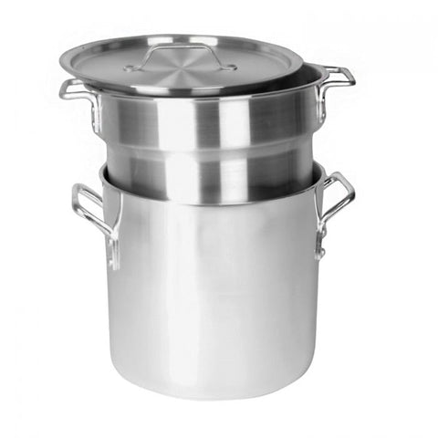 TrueCraftware ? 12 Qt. Aluminum Double Boiler Pot with Cover ? Heavy Gauge Double Boiler for Chocolate Melting Fondue Candy Cheese Desserts and Specialty Sauces Mirror-Finish, NSF