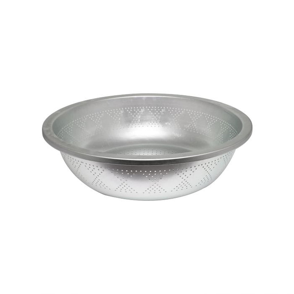 TrueCraftware ? 6 qt. Aluminum Colander with tapered edge, for washing vegetables, fruit and rice and for draining cooked pasta Made in Taiwan