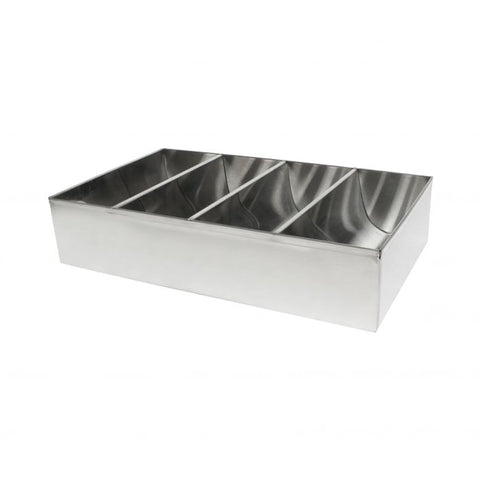 TrueCraftware ? Four Compartment Stainless Steel Cutlery Box, Flatware Organizer, Cutlery Bin