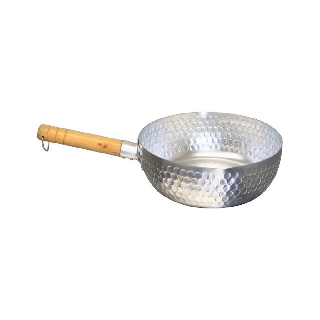 TrueCraftware ? 8-5/8" X 3" Aluminum Snow Flat Pan/Saucepan, Traditional Japanese Saucepan with Wood Handle. Great for Ramen, Tempura, Milk, etc.