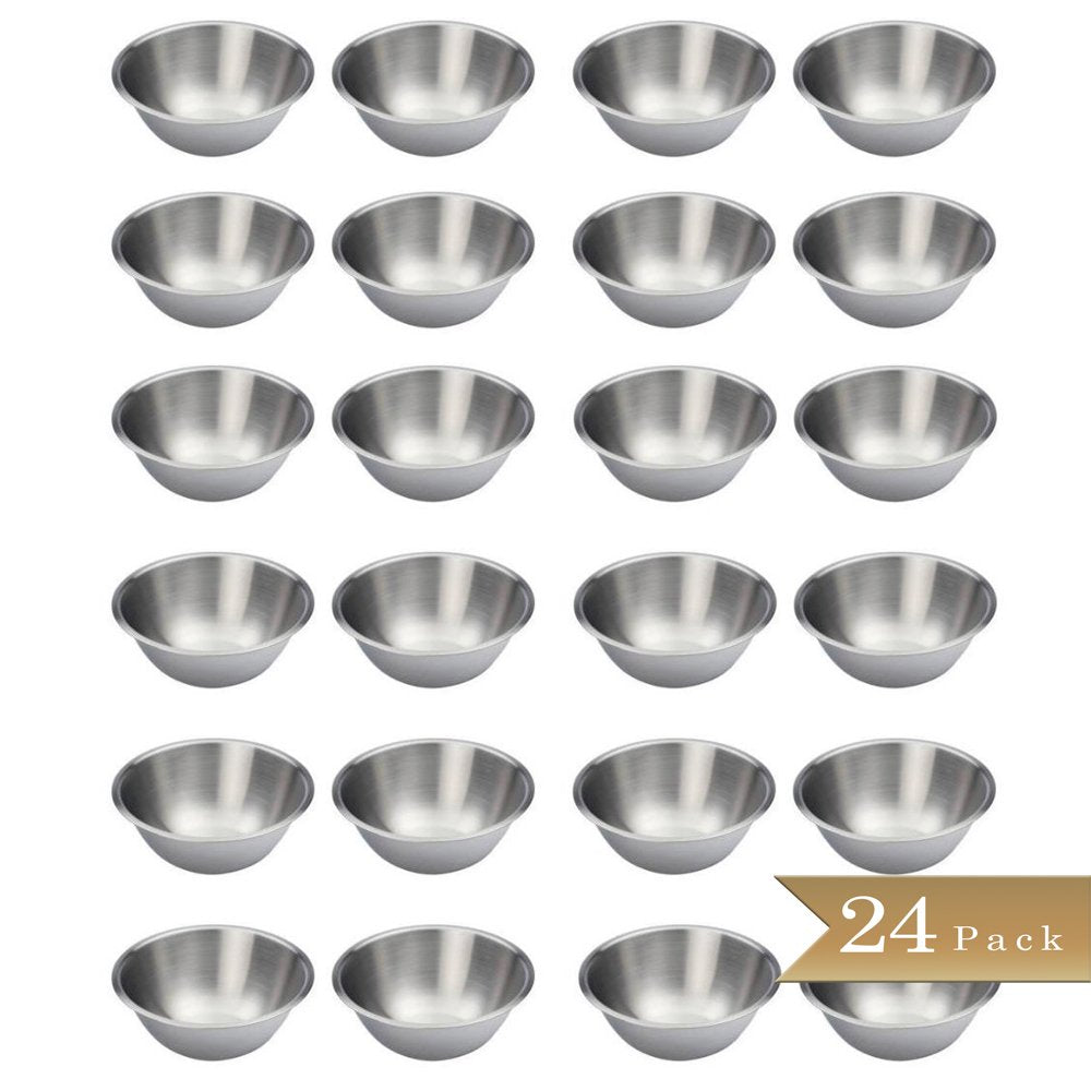 Set of 24 - TrueCraftware Stainless Steel Mixing Bowls - 6.5" Wide - Flat Bottom and Rim