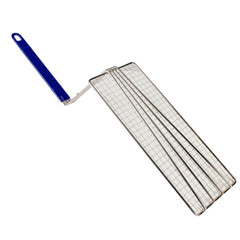 TrueCraftware ? 14-1/2" x 5-3/4" Rectangular Deep Fry Basket Press Heavy Duty Nickel Plated Iron with Blue Coated Handle - for Home and Restaurant Kitchen Frying Chips Fish Sausages