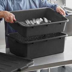 TrueCraftware ? Utility Kitchen Perforated Bus Tub/Drain Box with Handles, 20-1/2" x 15-1/2" x 5", Black Color