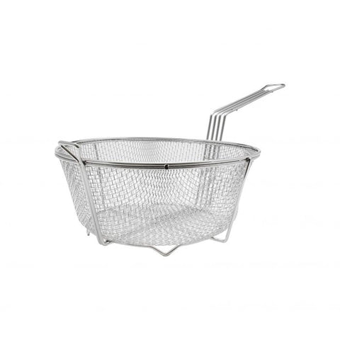 TrueCraftware ? 13? Round Deep Fry Basket with Hook Heavy Duty Nickel Plated Iron - for Home and Commercial Restaurant Kitchen Frying Chips Fish Sausages