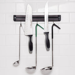 TrueCraftware ? 13? Black Magnetic Knife Holder for Wall, Magnetic Knife Strip with optional hanging hooks -Strong Powerful Knife Rack Storage Display Home Organizer