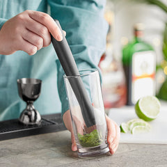 TrueCraftware ? 8? Bar Muddler with Netted Head, Black Color, Polycarbonate, Fruit Crusher - Bar Tools for Home for Making Mojito Mix and Other Fruit Drinks