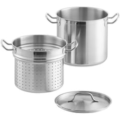 TrueCraftware ? 20 qt. Stainless Steel Pasta Cooker with Lid and Encapsulated Base- Multipurpose Pasta Pot Pasta Cooker Steamer Multi Pots Oven Safe & Induction Ready